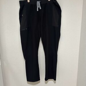 Figs Technical Collection Mens Black Drawstring Elastic Waistband Scrub Pants Si